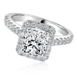 Radiant Cut Engagement Ring with Diamond Halo and Band
