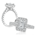 Graceful Emerald Cut with Round Brilliant Bridge & Halo