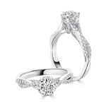 Split Band Solitaire Diamond with Milgrain Detail