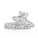 Radiant Cut Engagement Ring with Asscher Cut Wedding Band